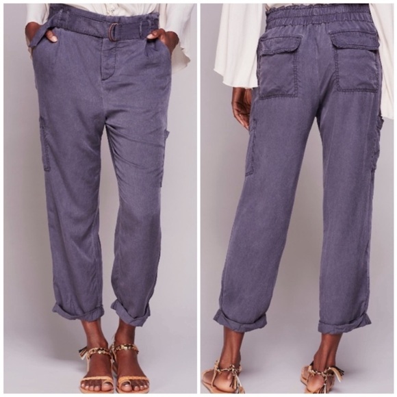 Free People Summers Over Soft Cargo Pants charcoal 4 - Picture 1 of 14